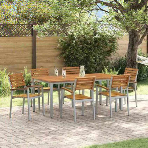 Garden Dining Set 7 pcs Grey and brown 3284410