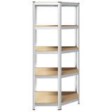 5-Layer Corner Shelf Silver Steel&Engineered Wood 4016963
