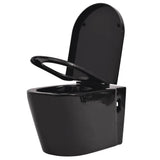 Wall Hung Toilet with Concealed Cistern Ceramic Black 274670