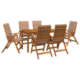 7-Piece Garden Dining Set Natural Solid Acacia Wood 3434563