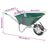 Wheelbarrow Green 90 L 150 kg Galvanised Steel and Plastic 4013466