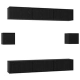TV Cabinet Set Wall-mounted 8 pcs Black Oak Engineered Wood 3393154