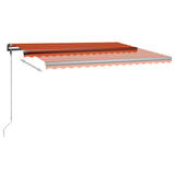 Manual Retractable Awning with LED 450x300 cm Orange and Brown 3069765