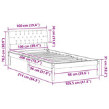 Bed frame Brown and light grey 100 x 200 cm Solid pine wood 878629