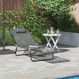 Folding Sun Lounger Folding Grey 182 x 55 x 85.5 cm Textilene 42003156