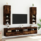TV Cabinet with LED Lights Smoked Oak 30.5x30x102 cm 837023
