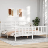 Bed Frame without Mattress White 200x200 cm Solid Wood Pine 3192577