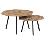 ZNTS 2 Piece Coffee Table Set Hexagon Reclaimed Teak 246097