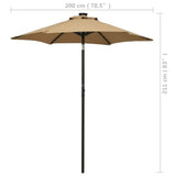 Garden Parasol with LED Lights Taupe 200x211 cm Aluminium 313560