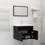 2 Piece Bathroom Furniture Set Black Engineered Wood 804783