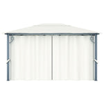 ZNTS Gazebo with Curtain&LED String Lights 4x3 m Cream Aluminium 3070335