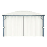 ZNTS Gazebo with Curtain&LED String Lights 4x3 m Cream Aluminium 3070335