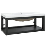 Bathroom Washbasin Frame with Built-in Basin Black Iron 3101384