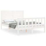 Bed Frame without Mattress White Double Solid Wood Pine 3193182