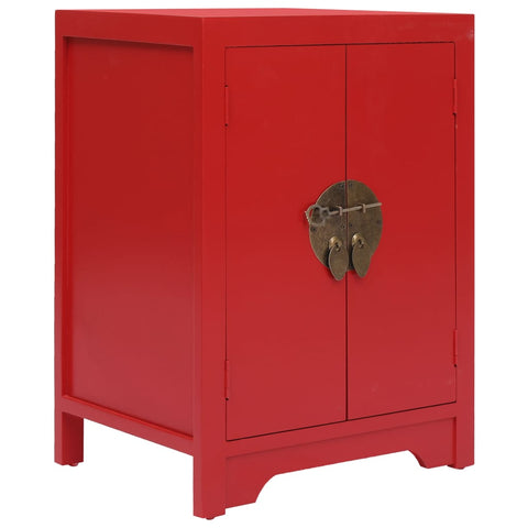 ZNTS Bedside Cabinet Red 38x28x52 cm Paulownia Wood 284074