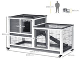 Wooden Indoor Rabbit Hutch Guinea Pig House Bunny Small Animal Cage W/ Wheels Enclosed Run 110 50 T3398P375352