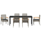 Garden Dining Set with Cushion 7 pcs Grey and Black Rattan 3380825