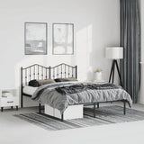 Metal Bed Frame without Mattress with Headboard Black 150x200cm 373791