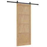 Sliding Door Natural and Black 83 x 211 cm Solid Pine Wood 3333170
