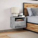 ZNTS Wall-mounted Bedside Cabinet with LED Lights Concrete Grey 852067