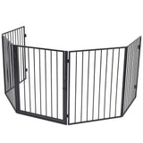 275411 Fireplace Fence for Pets Black Steel