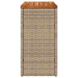 Garden Side Table with Wooden Top Beige 58x27.5x55 cm Poly Rattan 366072