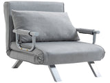 2-In-1 Design Single Sofa Bed Sleeper, Foldable Armchair Bed Lounge Couch w/ Pillow, Light Grey T3398P344500