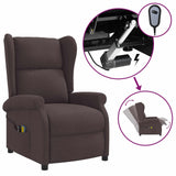 Wing Back Electric Massage Recliner Chair Dark Brown Fabric 3460295
