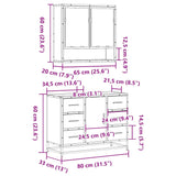 ZNTS 2 Piece Bathroom Furniture Set Smoked Oak Engineered Wood 3300932