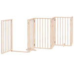 Dog Gate with Door Foldable 9 Panels 450 cm Poplar Wood 3155532