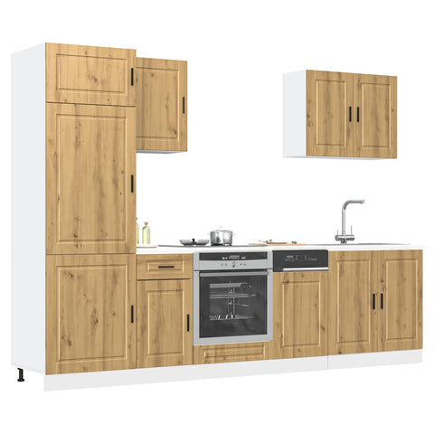 ZNTS 7 Piece Kitchen Cabinet Set Kalmar Artisan Oak Engineered Wood 3314790