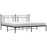 Metal Bed Frame without Mattress with Headboard Black 200x200cm 374346