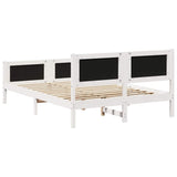 Bed frame White and light grey 135 x 190 cm Solid pine wood 878483