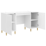 Desk High Gloss White 142.5 x 50 x 75 cm Engineered Wood 3414598