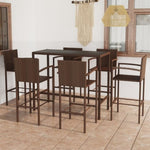 ZNTS 7 Piece Garden Bar Set Poly Rattan Brown 3064845