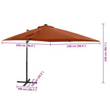 Cantilever Garden Parasol Terracotta Polyester, Aluminium Large 312327