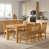 Dining Set 7 pcs Beige Solid Oak Wood 3430387