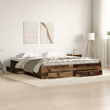 Bed Frame with Drawers Old wood 180 x 200 cm Engineered wood 3333960