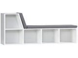 Bookcase Storage Shelf with Cushioned Reading Seat, Bookshelf Storage Cabinet for Study Living Room, T3398P329835