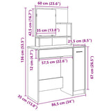 Dressing Table with Mirror Old Wood 86.5x35x136 cm 857009