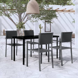 Garden Dining Set Black Powder-coated steel, plastic, glass 3099265