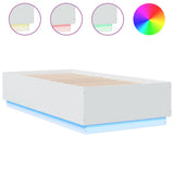 Bed Frame with LED without Mattress White 75x190 cm Small Single 3209667