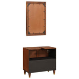 Bathroom Cabinet 2 pcs Black and Gold Solid Mango Wood 3310171