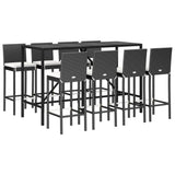 9 Piece Garden Bar Set with Cushions Black Poly Rattan 3203929