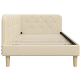 Corner Bed Frame with Headboard Cream 90 x 190 cm Fabric 42016567