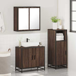 ZNTS 3 Piece Bathroom Furniture Set Brown Oak Engineered Wood 3300949