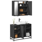 ZNTS 2 Piece Bathroom Furniture Set Black Engineered Wood 3300910