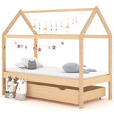 Kids Bed Frame with a Drawer Solid Pine Wood 80x160 cm 322137