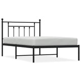 Bed Frame Black Steel Single Bed Frame Rectangular Industrial 353532