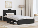 Bed Frame with Headboard Black 70 x 190 cm Engineered Wood 3413667